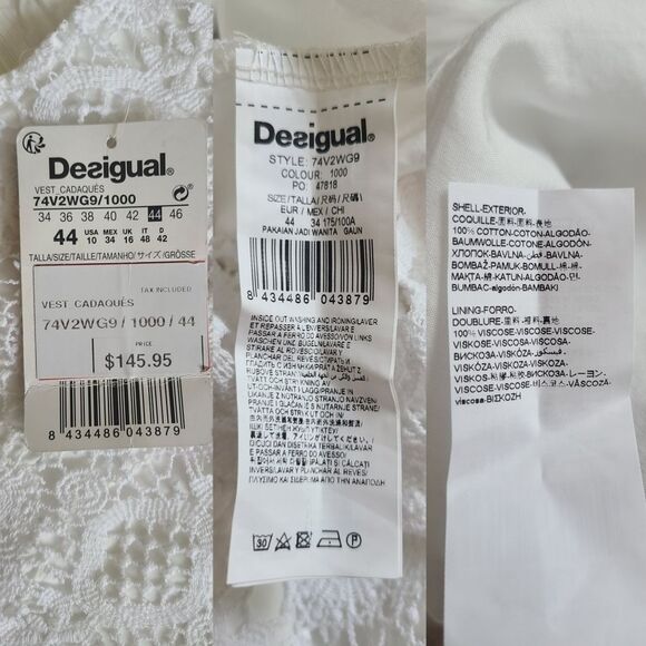 NWT|Desigual Vest Cadaques Lace Butterfly Embroidered Dress, EU 44, US 10 - Picture 9 of 9